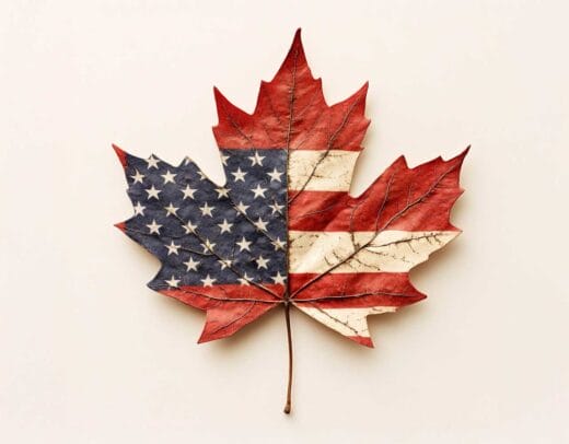 Canadian maple leaf filled with an American flag IMG Midjourney 2025