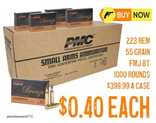 PMC Bronze .223 Rem 55 Grain Full Metal Jacket Boat Tail Brass ammunition low price