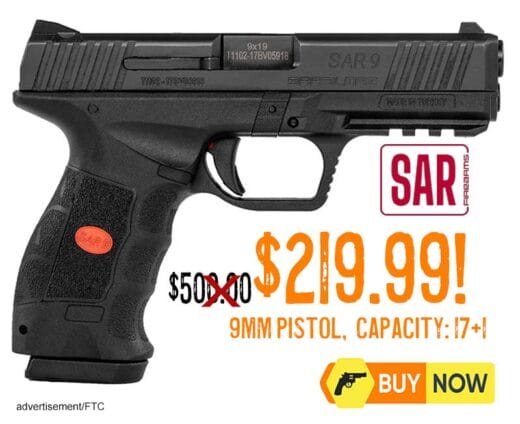 SAR USA SAR9 9mm Pistol lowest price PSA feb2025