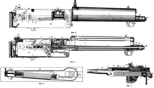 Illustration of the Maxim Gun in Brockhaus and Efron Encyclopedic Dictionary, 1905 Public domain